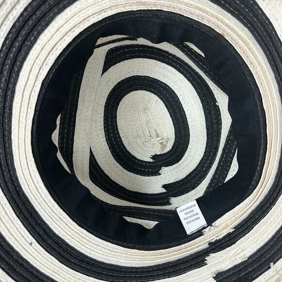 Black & White Striped Wide Brim Floppy Hat For Women - Stylish Sun Protection - Picture 6 of 7